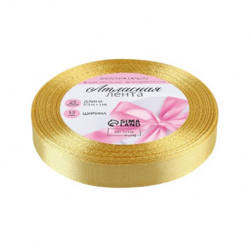 Лента атласная, 12 мм × 23 ± 1 м, цвет мягкий жёлтый №101