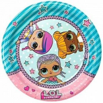Тарелка бумажная "Кукла LOL", набор 6 шт