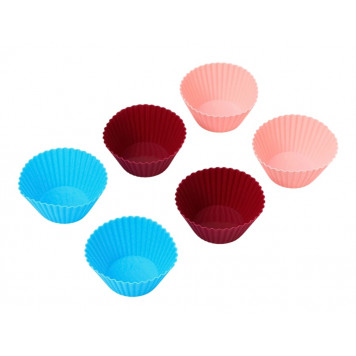 Формы для выпечки кексов Доляна «Риб.Круг», силикон, 7×3.3 см, набор 6 шт., МИКС