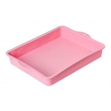 Форма для выпечки "Прямоугольник" с ручками 30х22 см, цвет розовый