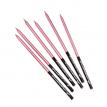 Свечи в торт "Праздник", 6 шт, 14,5 см, розовый с чёрным