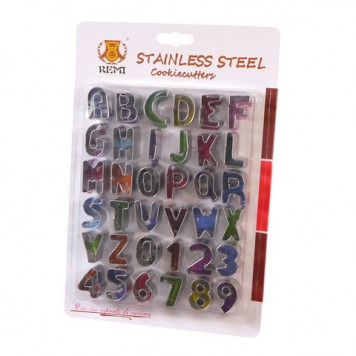 Набор вырубок Английский алфавит + цифры, 36 шт, металл