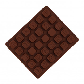 Форма для льда и конд.украшений 30 яч 17х14х2 см (2х2 см) "Англ. алфавит" цвет шоколадный