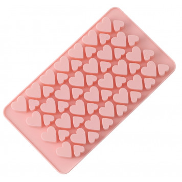 Форма для конд. украшений 56 яч 19,5х11,5х1,5 см (2х2/1,5х1,5 см) "Сердечки", цвет розовый