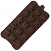 Форма для конфет и шоколада Доляна «Поляна», силикон, 20.5×10.5×1.5 см, 15 ячеек (2.3×2.3 см), коричневая