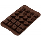 Форма для конфет и шоколада Доляна «Подарок, сердце, роза», силикон, 23.2×13.8×1.1 см, 24 ячейки (2.6×2.6×2 см), коричневая