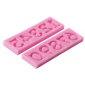 Молд 16,6x10,5х1 см "Цифры с узором", цвет розовый