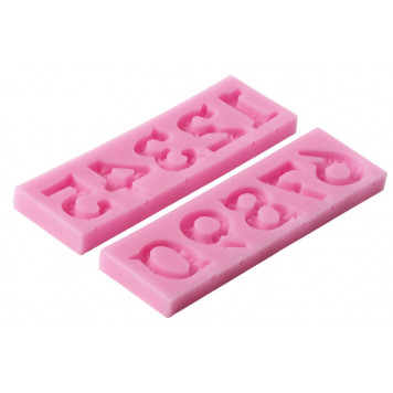 Молд 16,6x10,5х1 см "Цифры с узором", цвет розовый