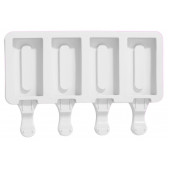 Форма для мороженого Доляна «Эскимо», силикон, 19.5×11 см, 4 ячейки (6.8×3.5 см), белая