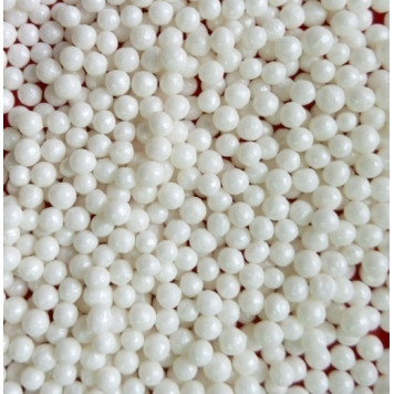 Посыпка шарики белые перламутровые 4мм, 50г