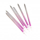 Свечи в торт «Ройс. Градиент», 6 шт., высокие, 13 см, фиолетовый, розовый, серебро