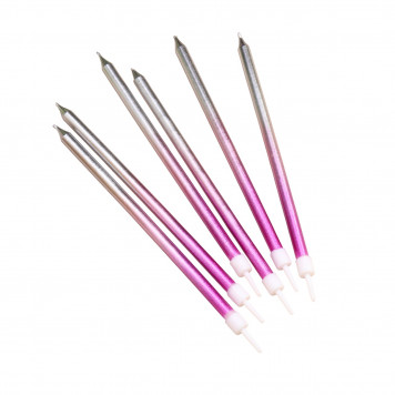 Свечи в торт «Ройс. Градиент», 6 шт., высокие, 13 см, фиолетовый, розовый, серебро