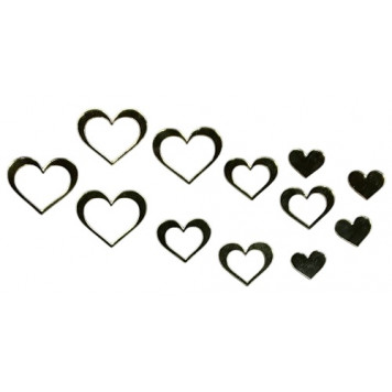 Топпер Сердца ассиметр, золото/серебро акрил 12шт зн009