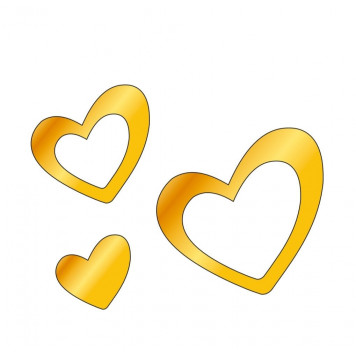 Топпер Сердца, золото акрил 10шт зн007