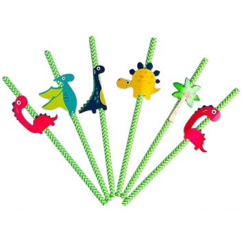Трубочки для коктейля "Динозаврики" набор 6 шт