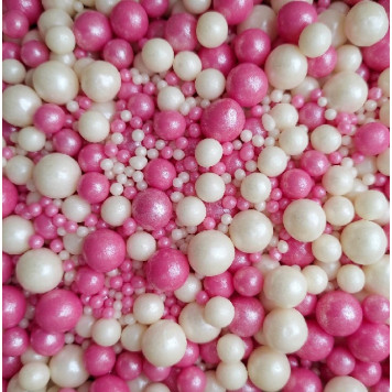 Посыпки рисовые Серебро и розовый микс, 100гр