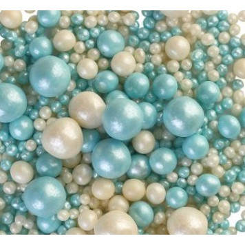 Посыпки рисовые Бирюза, серебро, 100гр