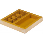 Коробка 8 конфет и плитка золото