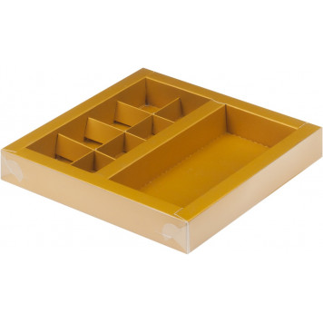 Коробка 8 конфет и плитка золото