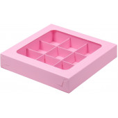 Коробка 9 конфет 15*15*3 розовая