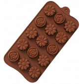 Форма для конфет 15 ячеек 22х10,5х1,5 см (d 2,7см) "Ассорти", цвет коричневый 1158540