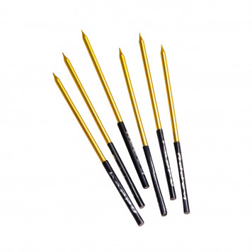 Свечи в торт "Праздник", 6 шт, 14,5 см, золото с чёрным 5122210