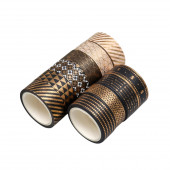 Клейкая лента бумага "Рисунок с золотом" н-р 10 шт шир.-1,5см дл.-5м 4,5х4,5х15,7 см