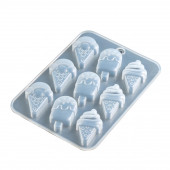 Форма для льда и конд.украшений прозрачная, 9 ячеек "Мороженое" 16х11х1 см