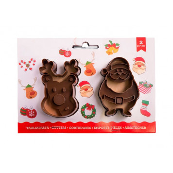 Вырубка для пряника с оттиском "Олень, Санта" 2 шт.