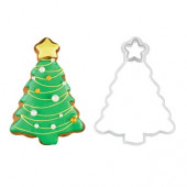 Вырубка для пряника с оттиском "Елка со звездой" пластик, 11 см