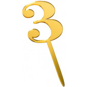 Топпер "Цифра 3" золото 6*8,5 см