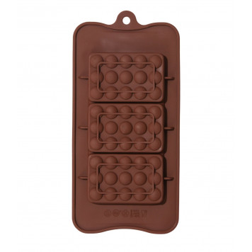 Форма для шоколада 3 ячейки 22х11х1 см "Мини-шоколадки", цвет шоколадный