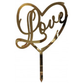 Топпер Love в сердце акрил золото рза158