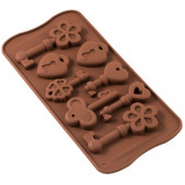 Форма силиконовая для шоколада "Ключики и замочки", 20*10 см