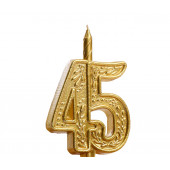 Свеча для торта цифра "Юбилейная" 45, золотая, 12 см