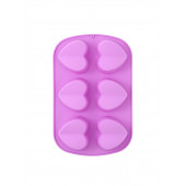 Форма для выпечки 6 ячеек "Сердце пополам" 24x16,7x3 см (7х6,5х3 см) цвет МИКС