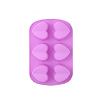 Форма для выпечки 6 ячеек "Сердце пополам" 24x16,7x3 см (7х6,5х3 см) цвет МИКС