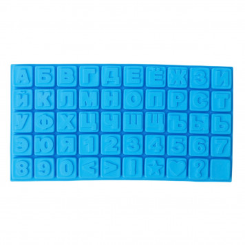 Форма для шоколада Доляна «Алфавит для бенто-тортов», силикон, 50 ячеек, 35×18.5×2 см, синяя
