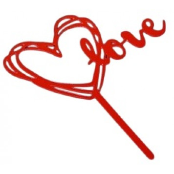Топпер "Love" красный 8*12 см