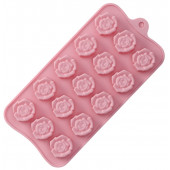 Форма для конд. украшений 15 ячеек 20,5х10,5х1,5 см (3х3 см) "Розочки" цвет розовый