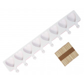 Форма для мороженого 8 ячейки 49х6,5х2 см "Сердца.Макси" с палочками 50шт, цвет белый   7067965