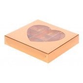 Коробка 9 конфет с окошком сердце золото