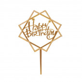 Топпер Happy Birthday золото акрил 4шт зн42
