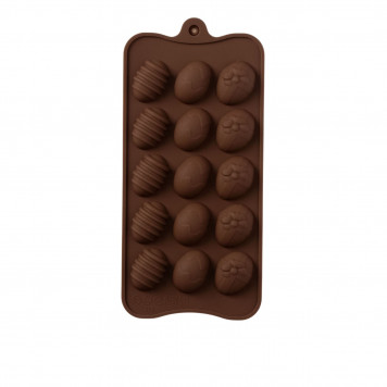 Форма для конд. украшений 15 ячеек 22х10,5х1,5 см "Пасхальные яйца", цвет шоколадный