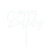 Топпер для торта «День рождения», серебро