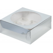 Коробка 9 капкейков 23*23*10 серебро