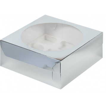Коробка 9 капкейков 23*23*10 серебро