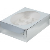 Коробка 12 капкейков серебро