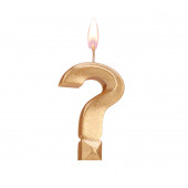 Свеча для торта "Грань", знак вопроса, золотой