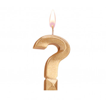 Свеча для торта "Грань", знак вопроса, золотой